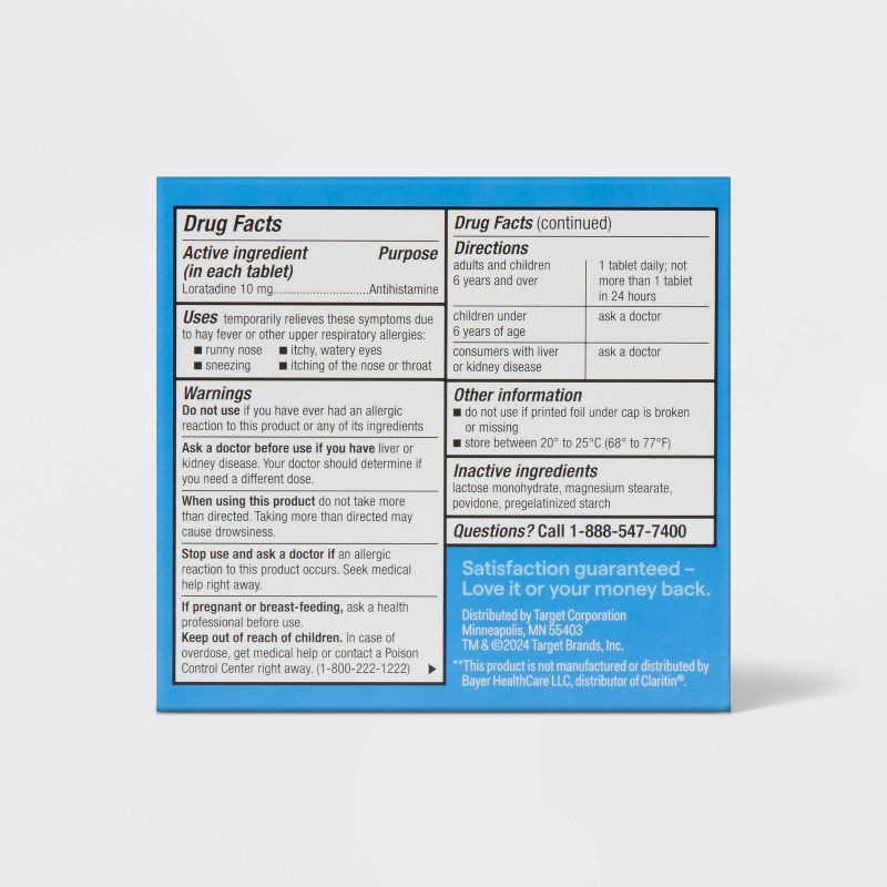 slide 3 of 4, Loratadine Antihistamine 10mg Non Drowsy Allergy Relief Tablets - 70ct - up&up™, 70 ct; 10 mg