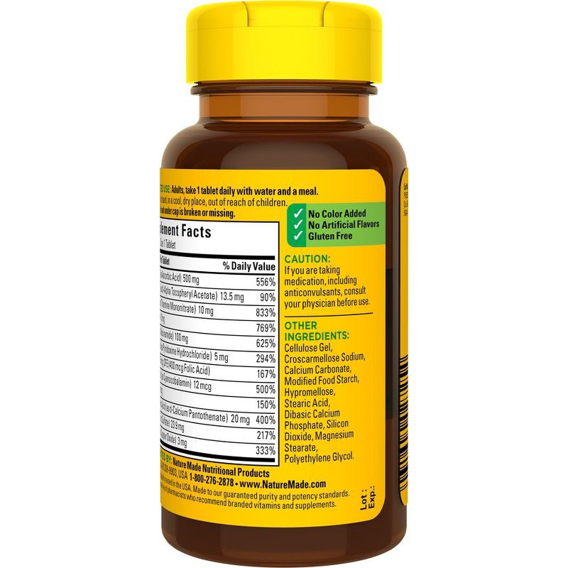 slide 3 of 3, Nature Made Stress Vitamin B Complex with Vitamin C and Zinc Supplement Tablets for Immune Support - 75ct, 75 ct