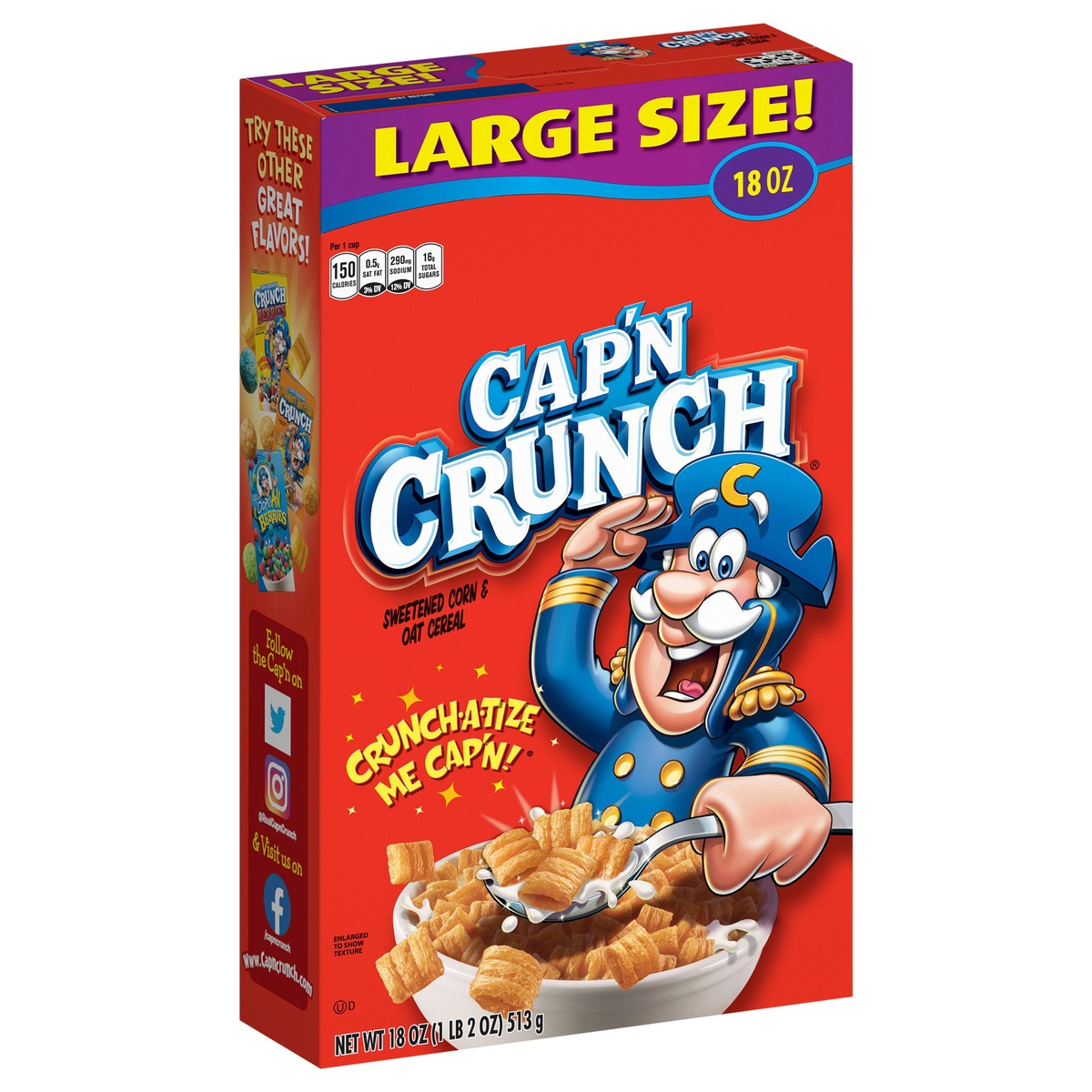 slide 2 of 6, Cap'n Crunch Sweetened Corn & Oat Cereal 18 Oz, 18 oz