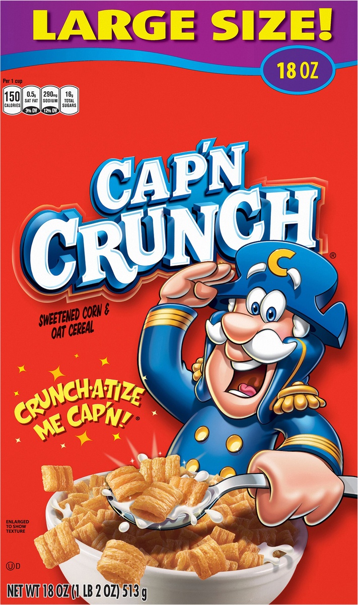 slide 4 of 6, Cap'n Crunch Sweetened Corn & Oat Cereal 18 Oz, 18 oz