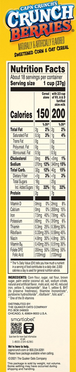 slide 6 of 6, Cap'N Crunch's Crunch Berries Cereal, 23.9 oz