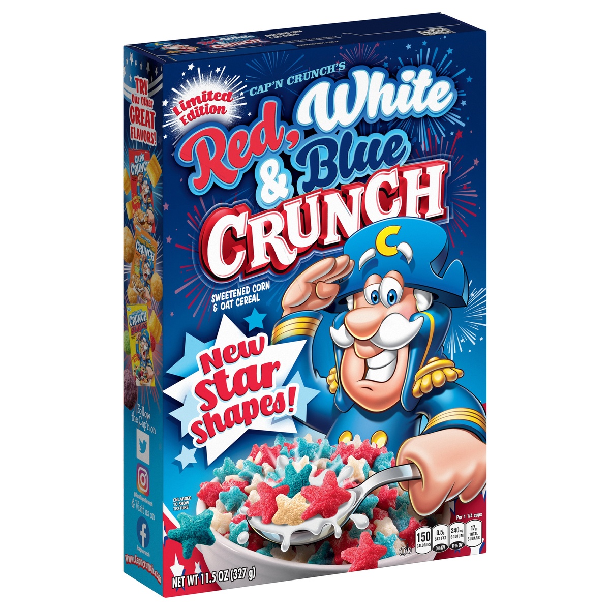 slide 2 of 6, Cap'N Crunch Red, White, Blue Crunch Fruit Cereal, 11.5 oz