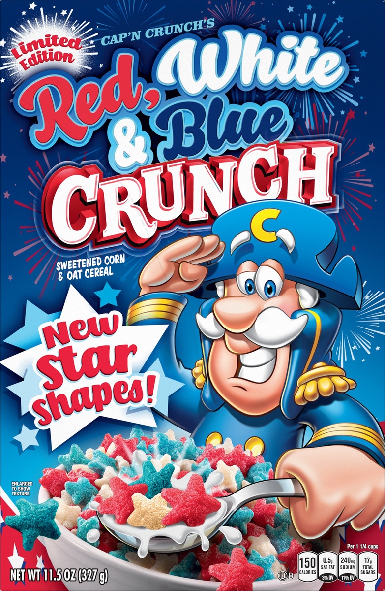 slide 4 of 6, Cap'N Crunch Red, White, Blue Crunch Fruit Cereal, 11.5 oz