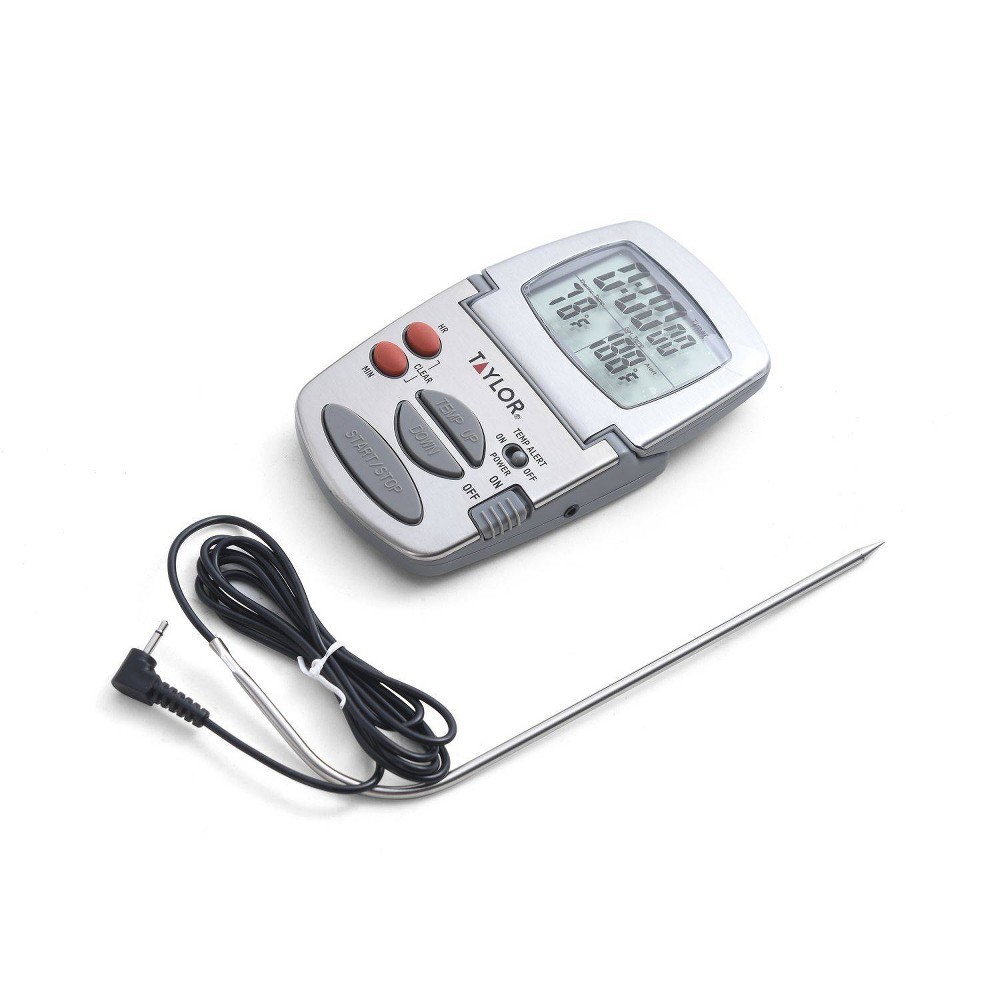 slide 2 of 4, Taylor Gourmet Programmable Stainless Steel Probe Kitchen Thermometer with Timer, 1 ct
