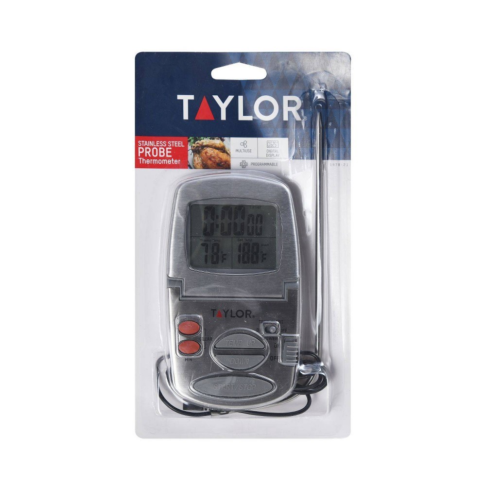 slide 3 of 4, Taylor Gourmet Programmable Stainless Steel Probe Kitchen Thermometer with Timer, 1 ct