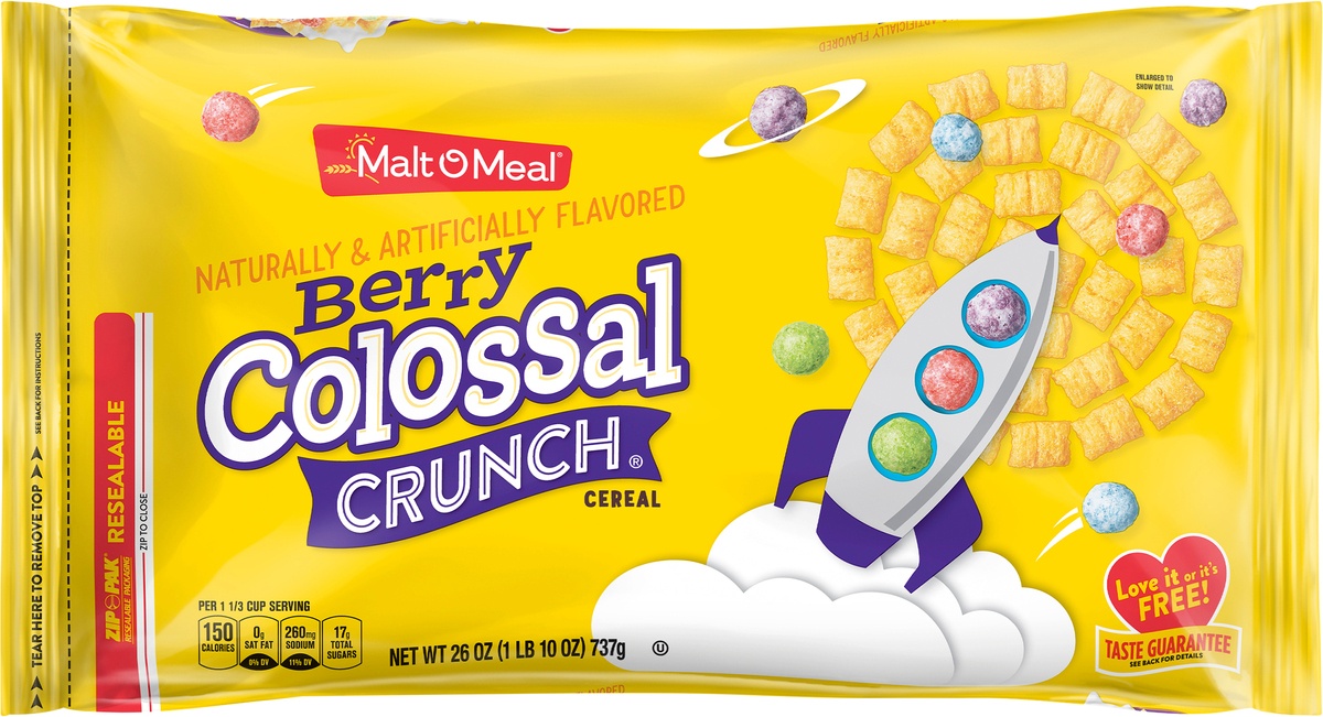 slide 4 of 7, Malt-O-Meal Berry Colossal Crunch Breakfast Cereal, 26 OZ Bag, 26 oz