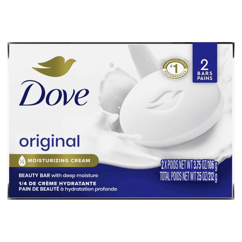 slide 1 of 8, Dove Beauty White Moisturizing Beauty Bar Soap - 2pk - 3.75oz each, 2 ct, 3.75 oz
