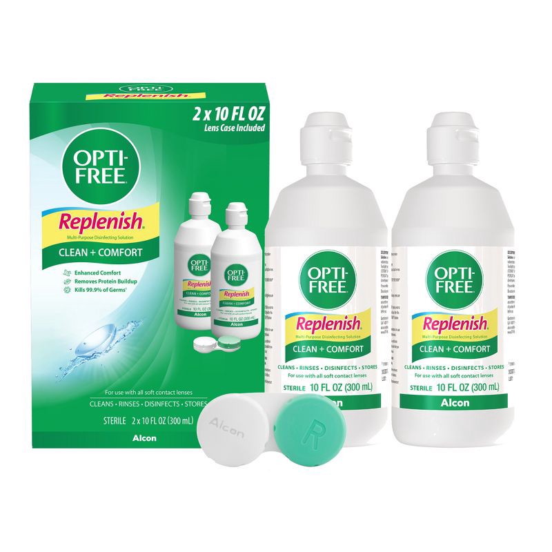 slide 1 of 5, Opti-Free Replenish Multi-Purpose Disinfecting Contact Lens Solution - 20 fl oz, 20 fl oz