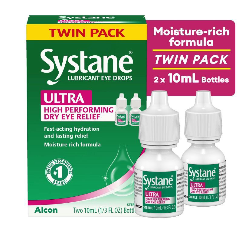 slide 1 of 8, Systane Ultra Lubricant Dry Eye Drops - Twin Pack - 0.66 fl oz, 0.66 fl oz