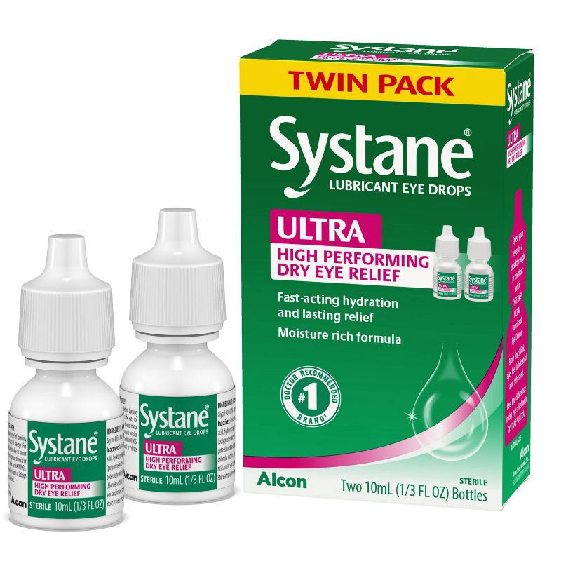 slide 1 of 8, Systane Ultra Lubricant Dry Eye Drops - Twin Pack - 0.66 fl oz, 0.66 fl oz