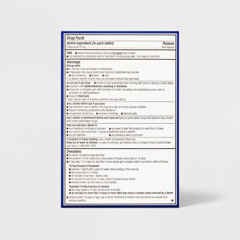 slide 3 of 6, Omeprazole 20mg Acid Reducer Delayed Release Tablets 42ct - up&up™, 42 ct; 20 mg