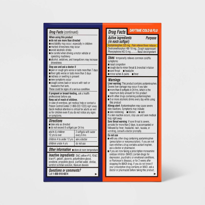 slide 3 of 6, Day/Night Multi -Symptom Cold & Flu Relief Combo Pack Softgels 48ct - up&up™, 48 ct