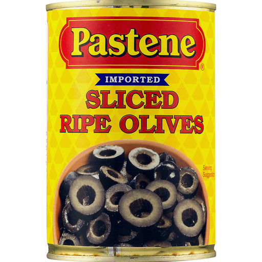 slide 4 of 9, Pastene Olives, Sliced Ripe, 6 oz