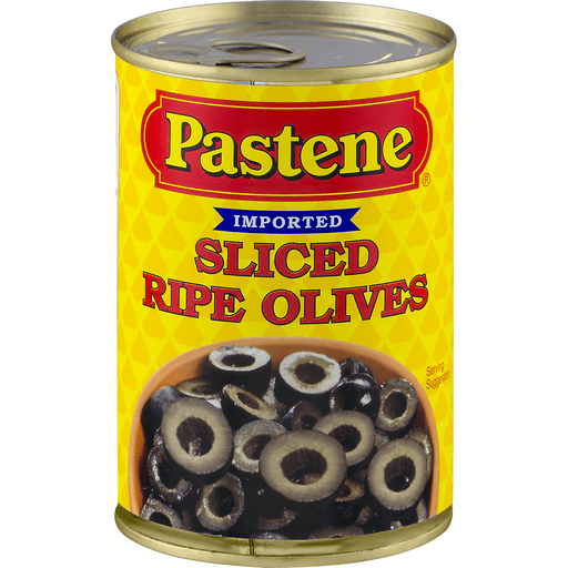 slide 1 of 9, Pastene Olives, Sliced Ripe, 6 oz