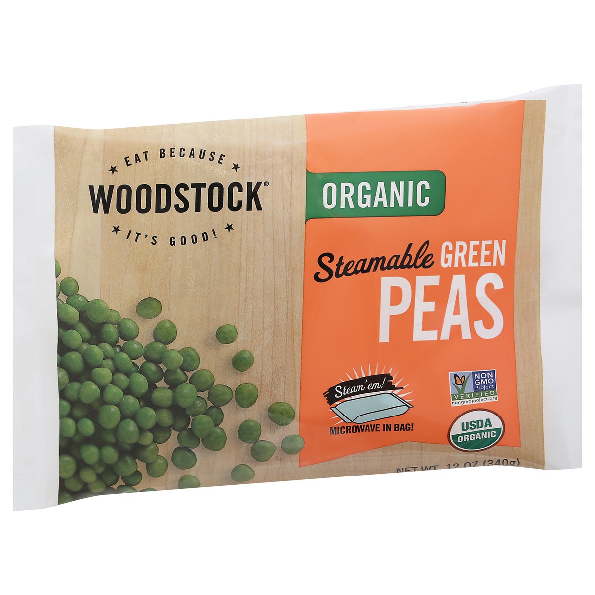 slide 8 of 13, Woodstock Organic Steamable Green Peas 12 oz, 12 oz