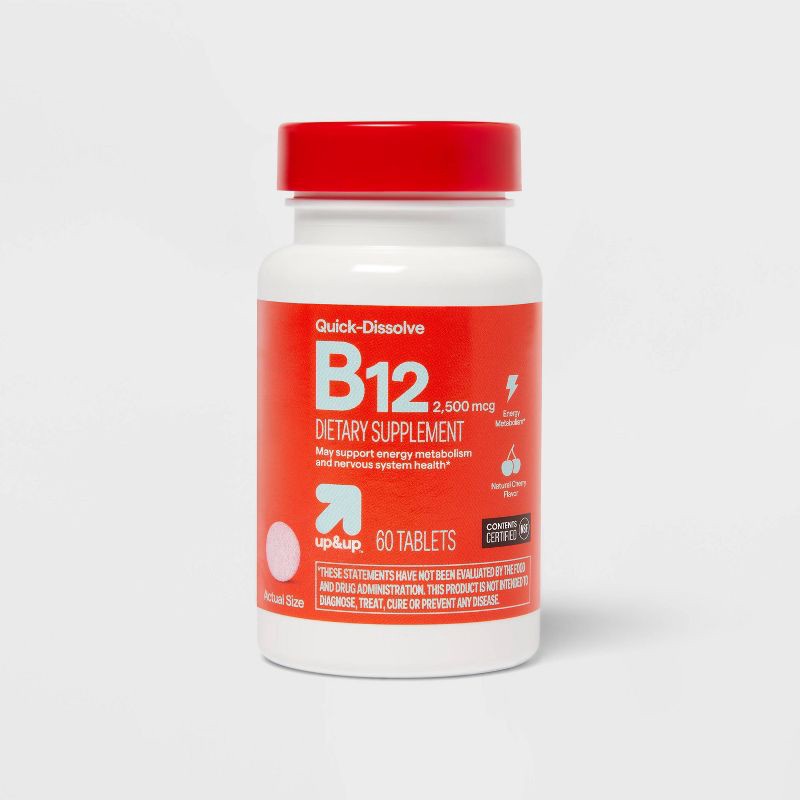 slide 1 of 5, Vitamin B12 Quick Dissolve Tablets - Cherry Flavor - 60ct - up&up™, 60 ct