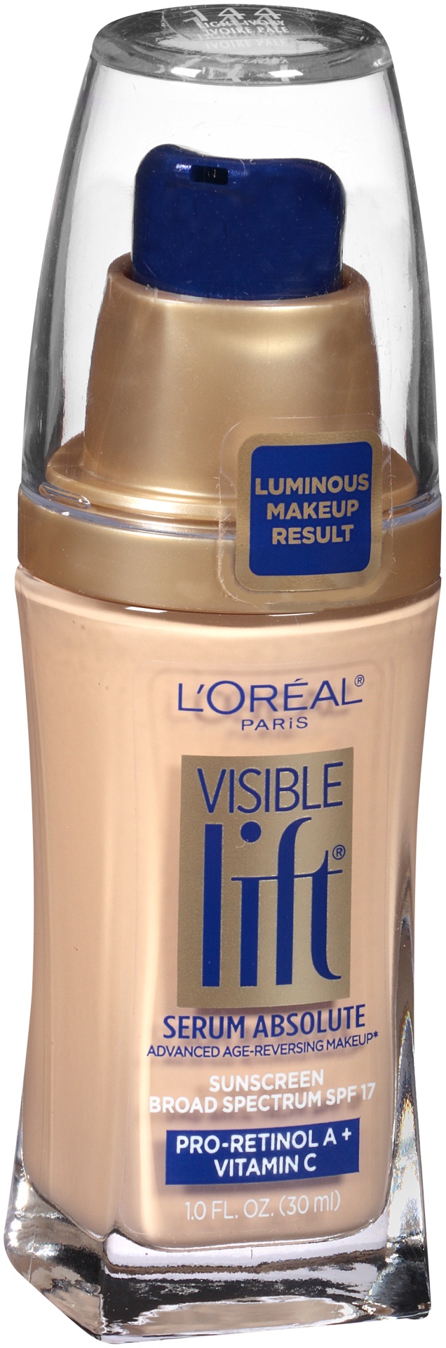 slide 4 of 7, L'Oréal Paris Visible Lift Serum Absolute Advanced Age-Reversing Makeup, 144 Light Ivory, 1 fl oz