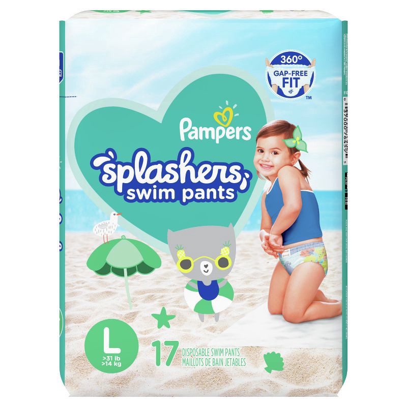 slide 8 of 11, Pampers Splashers Disposable Swim Pants Jumbo Pack - L - 17ct, 17 ct