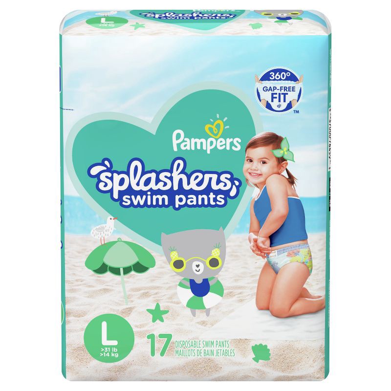 slide 10 of 11, Pampers Splashers Disposable Swim Pants Jumbo Pack - L - 17ct, 17 ct
