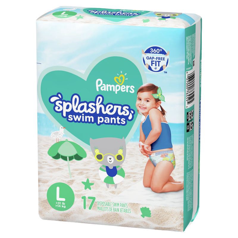 slide 11 of 11, Pampers Splashers Disposable Swim Pants Jumbo Pack - L - 17ct, 17 ct