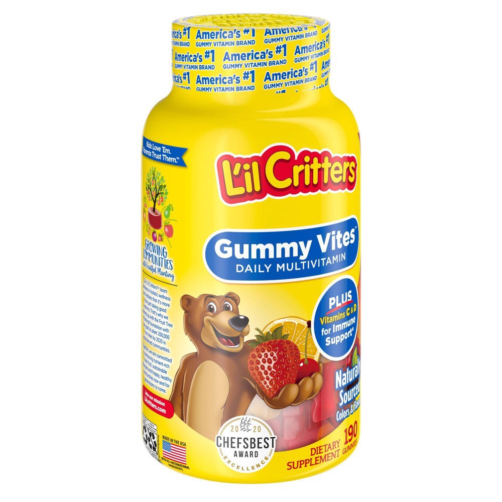 slide 2 of 6, L'il Critters Gummy Vites Complete Kids Multivitamin Gummy - Strawberry, Orange & Cherry - 190ct, 190 ct