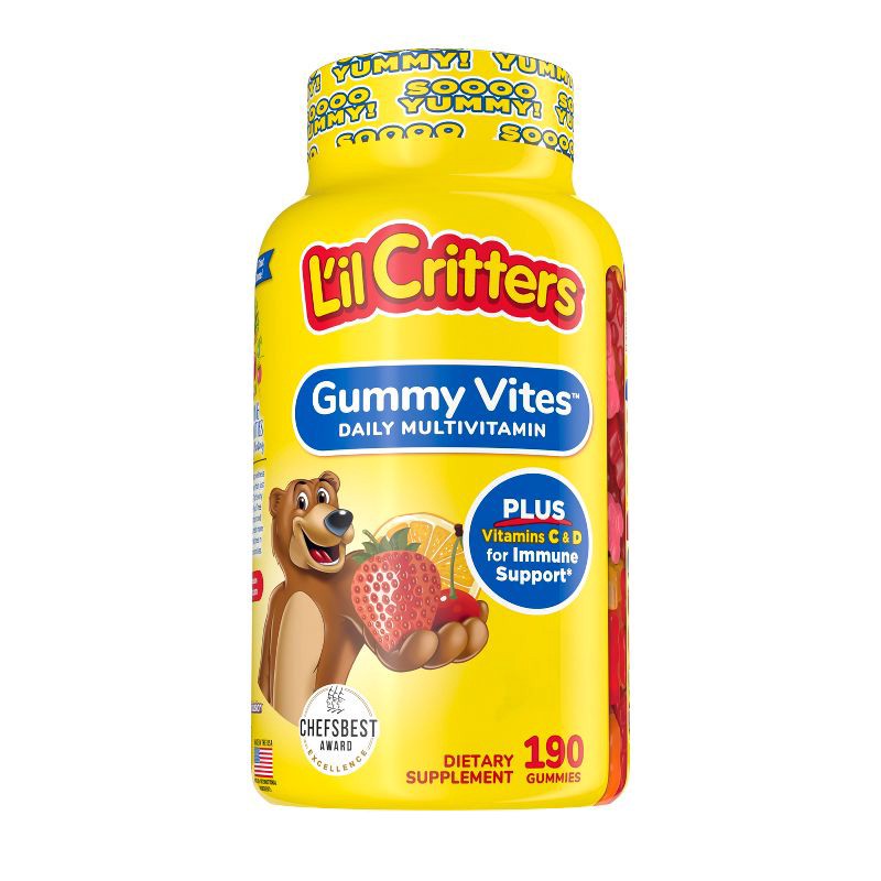 slide 1 of 10, L'il Critters Gummy Vites Complete Kids Multivitamin Gummy - Strawberry, Orange & Cherry - 190ct, 190 ct