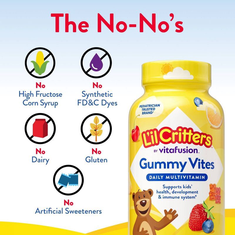 slide 8 of 10, L'il Critters Gummy Vites Complete Kids Multivitamin Gummy - Strawberry, Orange & Cherry - 190ct, 190 ct
