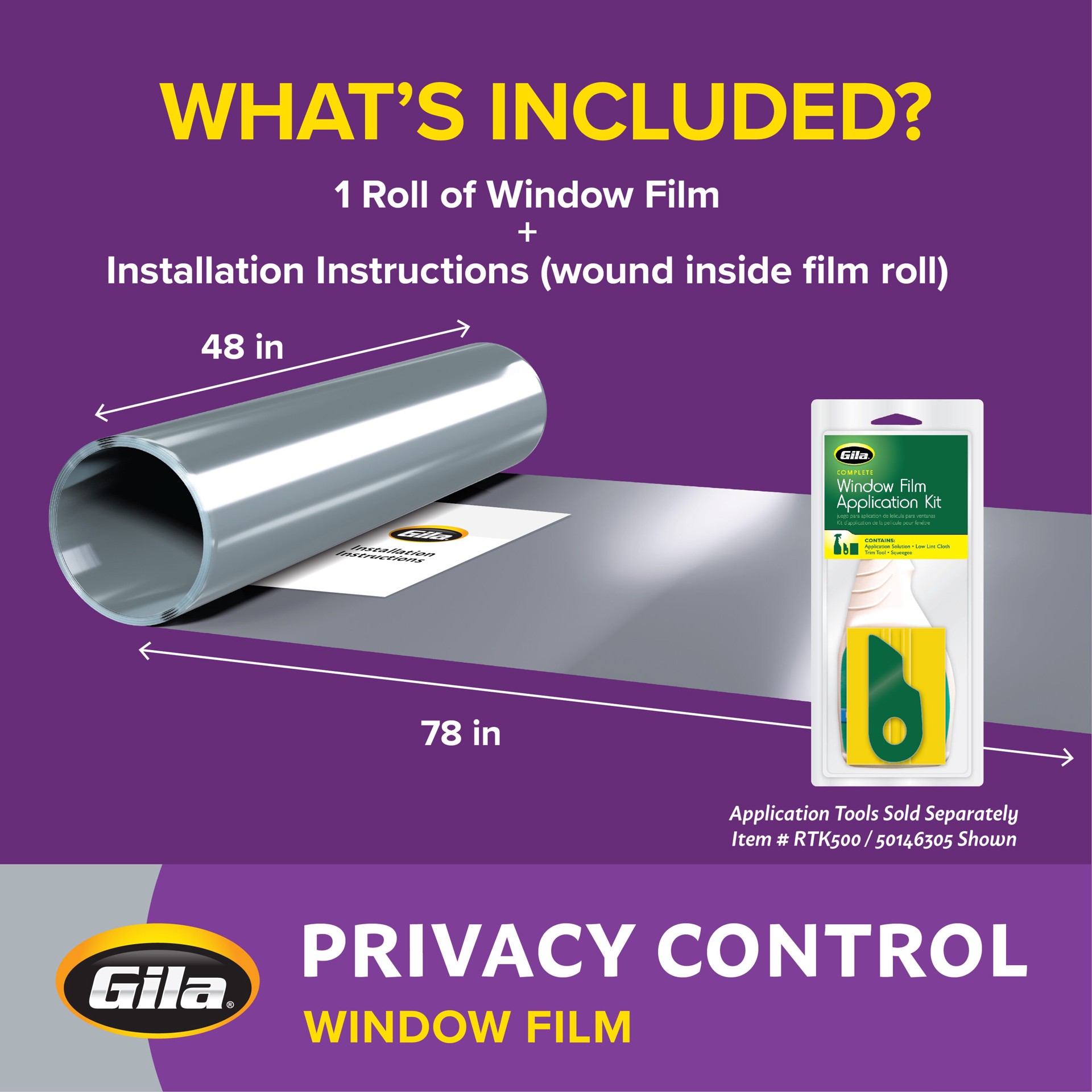 slide 5 of 6, GILA Frosted 48-in x 78-in Adhesive Privacy-control Window Film, 1 ct