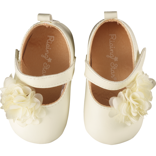 slide 1 of 1, RISING STAR Rs Girl Wht Flwr Georgette Shoe, 1 ct