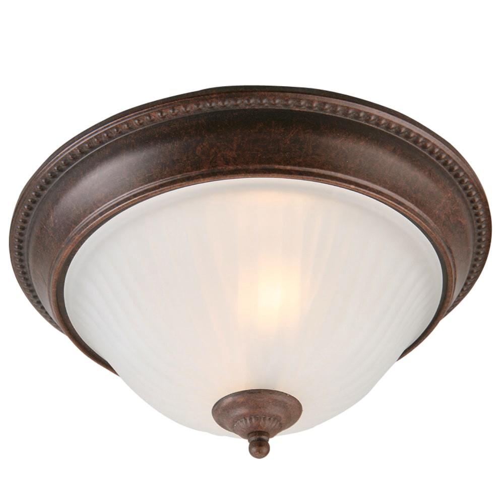slide 2 of 6, allen + roth 2 -Light 13-in Antique Brown Flush Mount Light, 1 ct