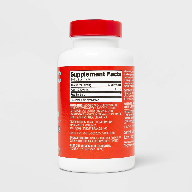 slide 3 of 4, Vitamin C w/ Rose Hips Dietary Supplement Tablets - 100ct - up&up™, 100 ct