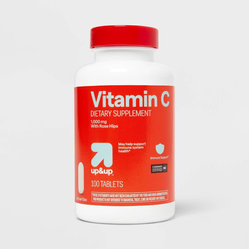 slide 1 of 4, Vitamin C w/ Rose Hips Dietary Supplement Tablets - 100ct - up&up™, 100 ct