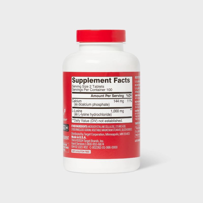 slide 3 of 5, L-lysine Dietary Supplement Tablets - 200ct - up&up™, 200 ct