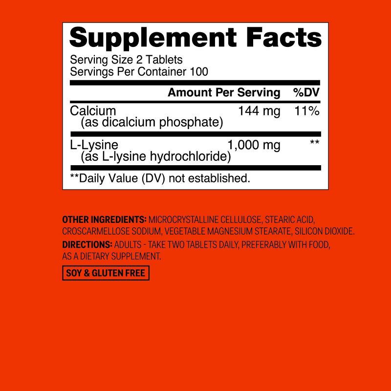 slide 5 of 5, L-lysine Dietary Supplement Tablets - 200ct - up&up™, 200 ct
