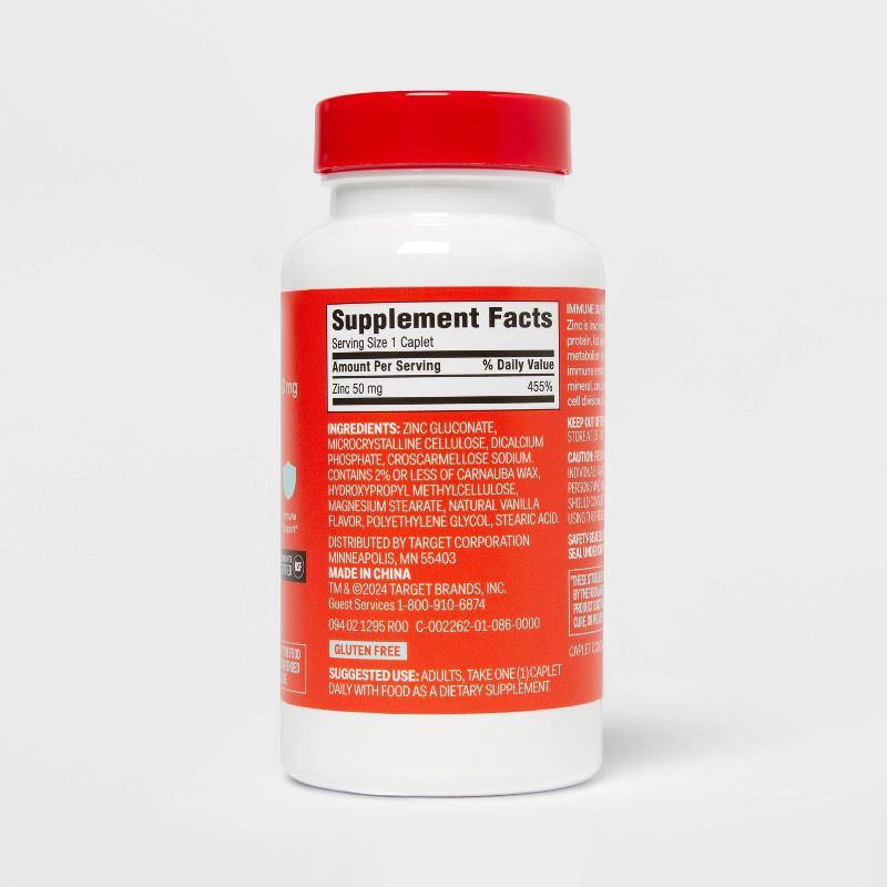 slide 3 of 5, Zinc Dietary Supplement Caplets - 200ct - up&up™, 200 ct