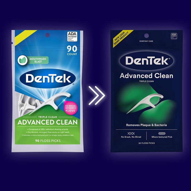 slide 2 of 9, DenTek Advanced Clean Floss Picks for Tight Teeth - Mouthwash Mint - 90ct, 90 ct
