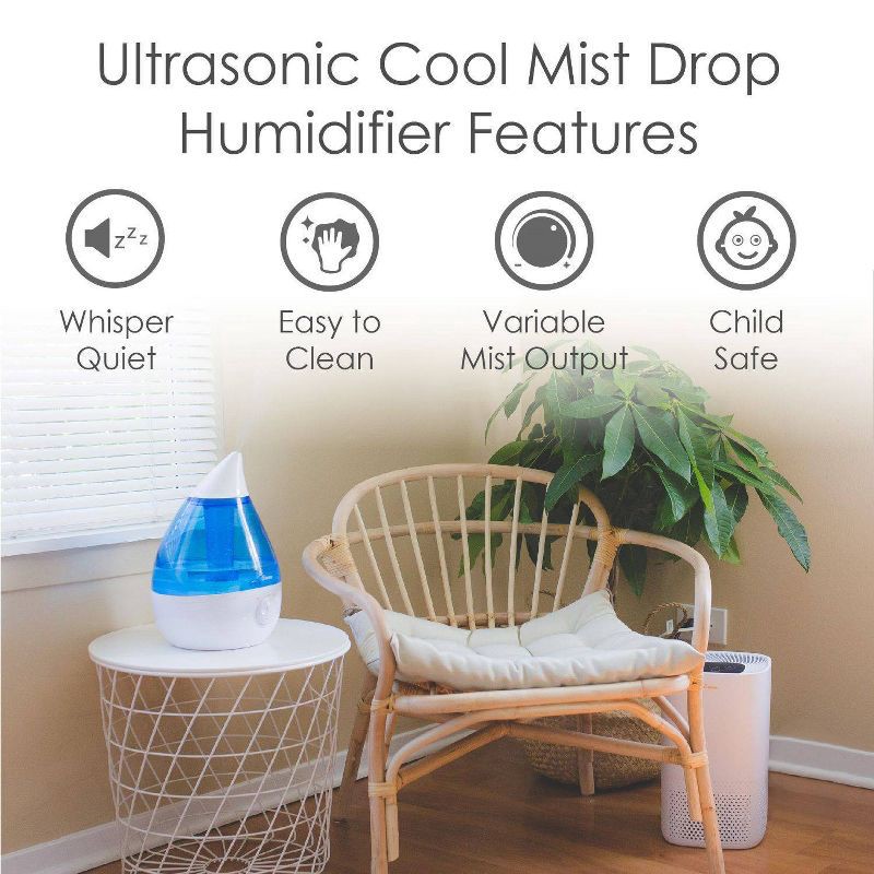 slide 4 of 10, Crane Drop Ultrasonic Cool Mist Humidifier - Blue/White - 1gal, 1 gal