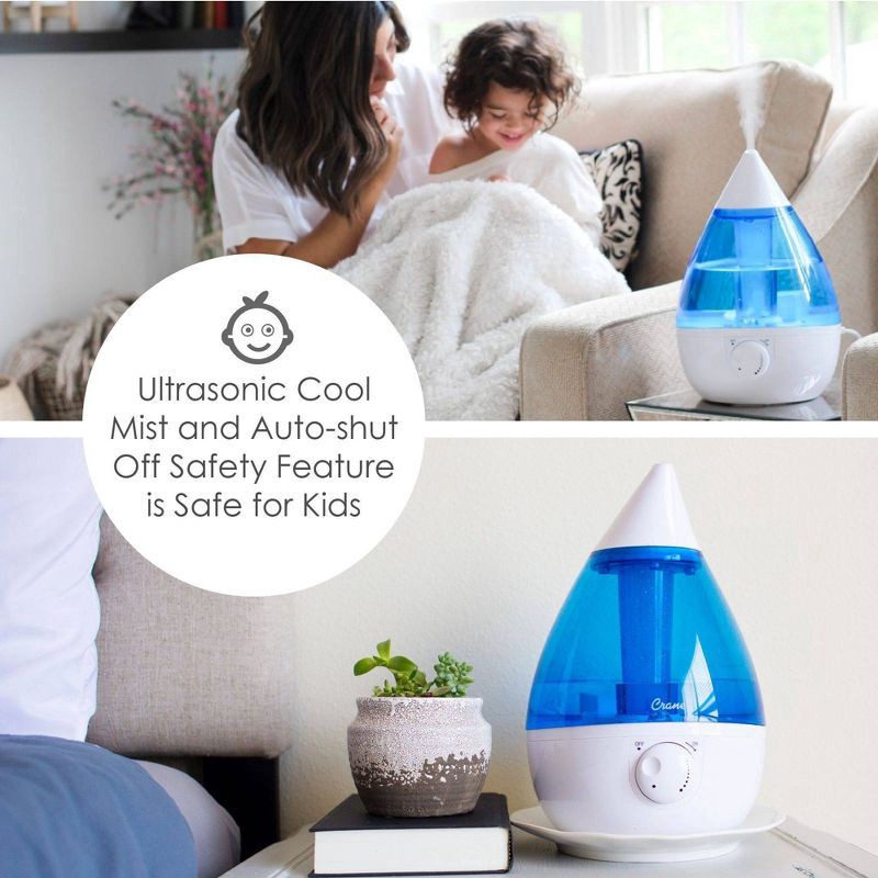 slide 5 of 10, Crane Drop Ultrasonic Cool Mist Humidifier - Blue/White - 1gal, 1 gal