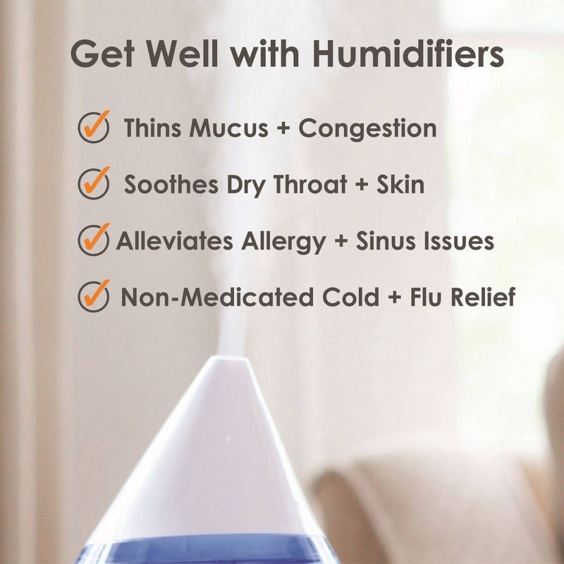 slide 10 of 10, Crane Drop Ultrasonic Cool Mist Humidifier - Blue/White - 1gal, 1 gal