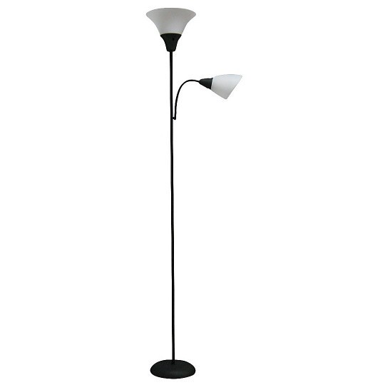 slide 1 of 1, Torchiere with Task Light Floor Lamp Black - Room Essentials, 1 ct