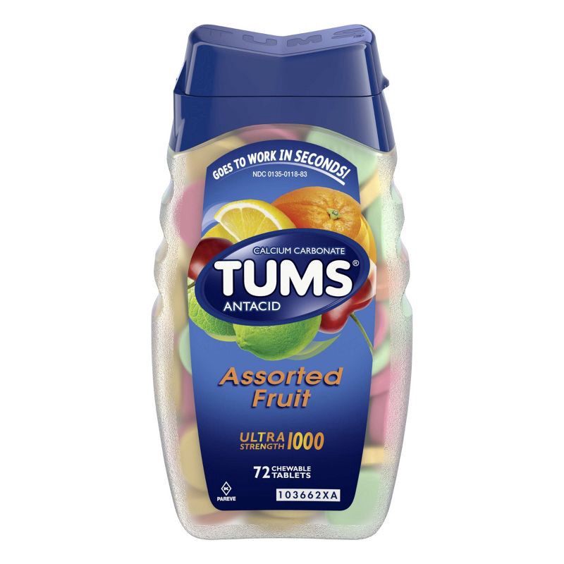slide 1 of 13, Tums Ultra Strength Assorted Fruit Antacid Chewable Tablets - 72ct, 72 ct