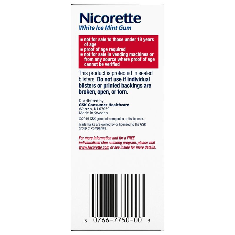 slide 9 of 9, Nicorette 2mg Stop Smoking Aid Nicotine Gum - White Ice Mint - 100ct, 100 ct; 2 mg