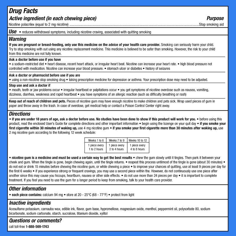 slide 2 of 11, Nicorette 2mg Stop Smoking Aid Nicotine Gum - White Ice Mint - 100ct, 100 ct; 2 mg