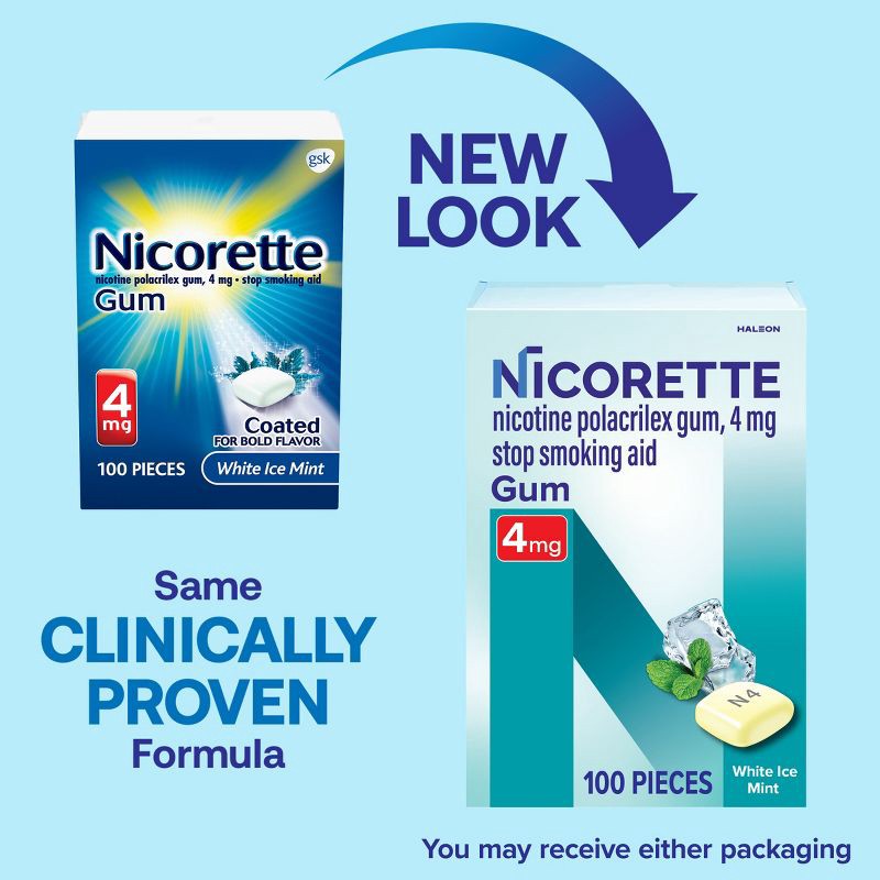 slide 3 of 11, Nicorette 4mg Stop Smoking Aid NicotineGum - White Ice Mint - 100ct, 