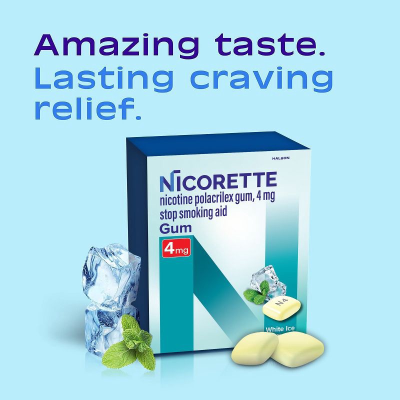 slide 4 of 11, Nicorette 4mg Stop Smoking Aid NicotineGum - White Ice Mint - 100ct, 
