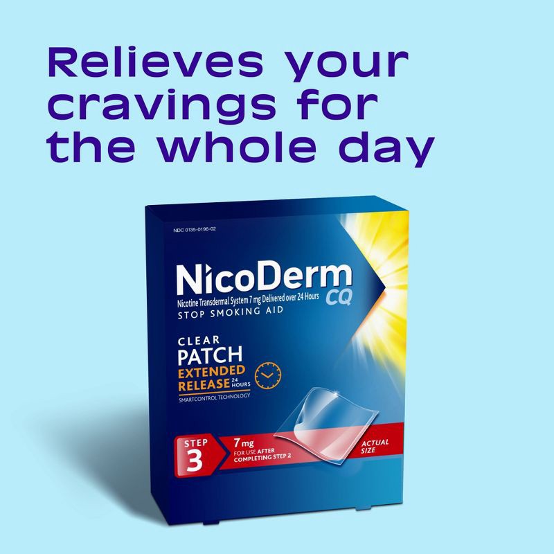 slide 3 of 9, NicoDerm CQ Stop Smoking Aid Clear Patches Step 3 - 14ct, 