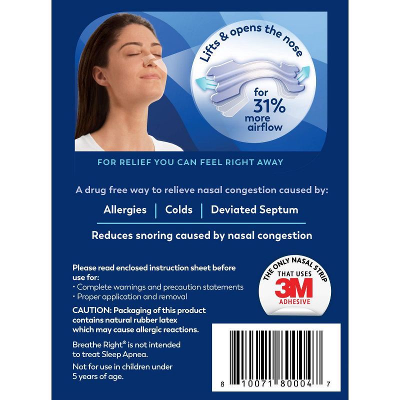 slide 2 of 6, Breathe Right Clear Small/Medium Drug-Free Nasal Strips for Congestion Relief - 30ct, 30 ct