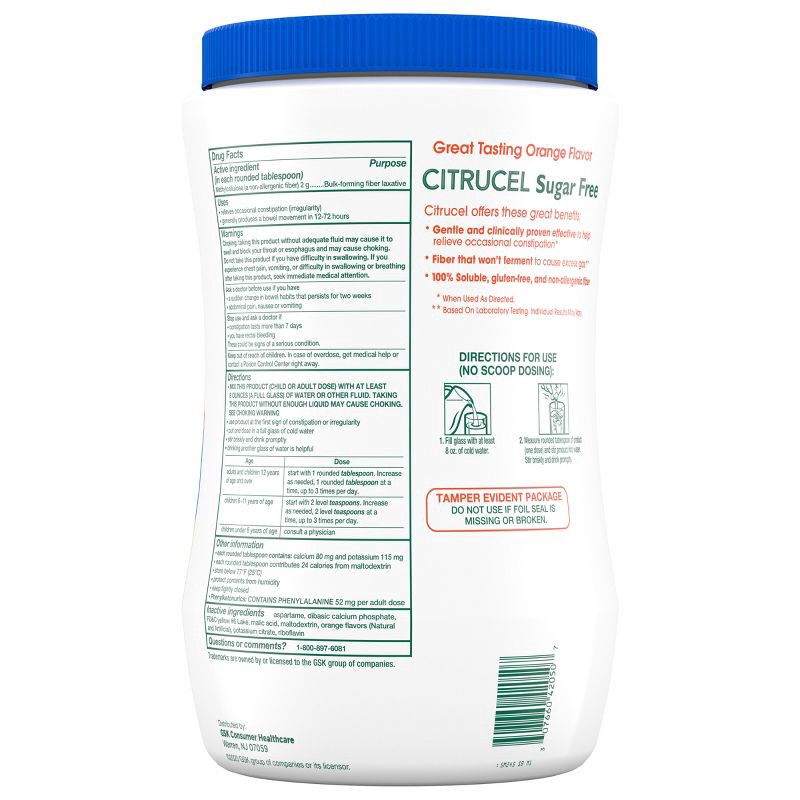 slide 2 of 12, Citrucel Sugar Free Fiber Therapy Powder - Orange - 32oz, 32 oz