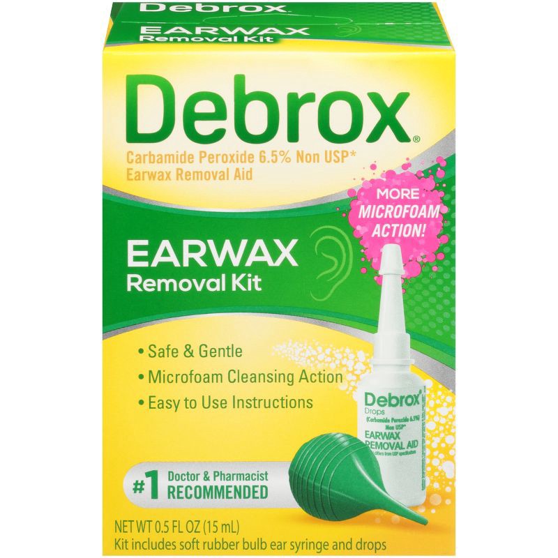 slide 9 of 12, Debrox Earwax Removal Kit with Ear Drops & Bulb Ear Syringe - 0.5 fl oz, 0.5 fl oz