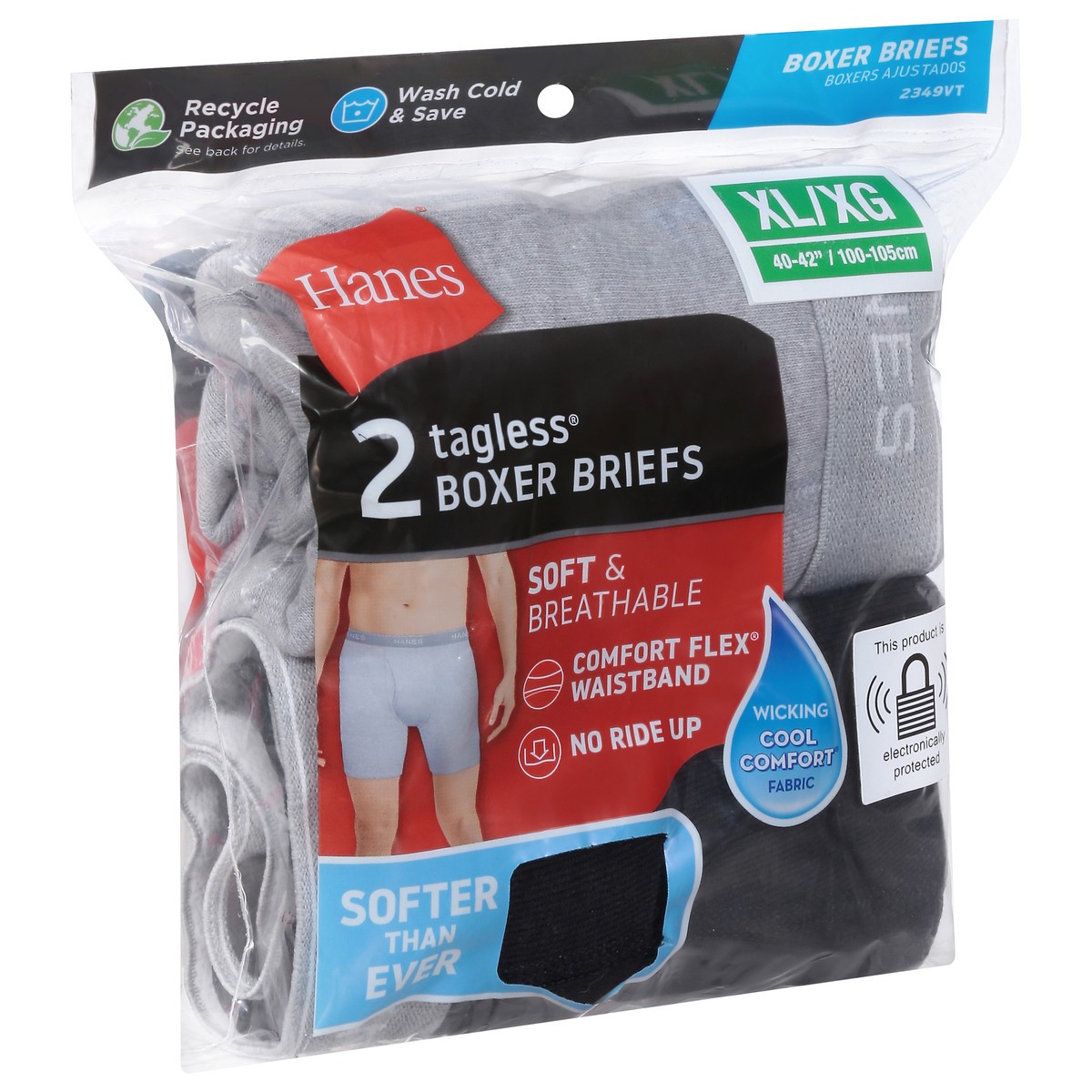 slide 6 of 9, Hanes Tagless Boxer Briefs XL (40-42 in) 2 ea, 2 ct